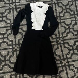 Elegant Black and White Long Sleeve Dress
